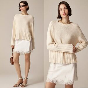 NWT J CREW Marina sweater in textured cotton blend in “natural”